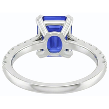 Afbeelding in Gallery-weergave laden, Solitaire Emerald Blue Sapphire Ring &amp; Pave Set Natuurlijke echte diamant ( niet in het laboratorium gekweekt )en 3,50 karaat
