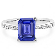 Afbeelding in Gallery-weergave laden, Solitaire Emerald Blue Sapphire Ring met Natuurlijke echte diamant ( niet in het laboratorium gekweekt )en accenten 2,50 karaat
