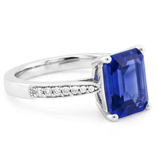 Afbeelding in Gallery-weergave laden, Solitaire Emerald Blue Sapphire Ring met Natuurlijke echte diamant ( niet in het laboratorium gekweekt )en accenten 2,50 karaat
