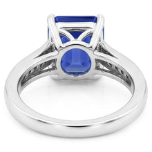 Afbeelding in Gallery-weergave laden, Solitaire Emerald Blue Sapphire Ring met Natuurlijke echte diamant ( niet in het laboratorium gekweekt )en accenten 2,50 karaat
