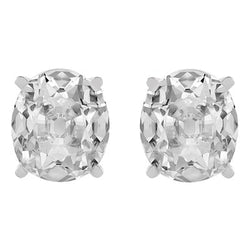 Solitaire Gouden Echt Diamanten Studs Ovale Oude Geslepen Oorbellen 10 Karaat Griffenset