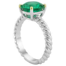 Afbeelding in Gallery-weergave laden, Smaragd Edelsteen Ring 3-karaat 14 Karaat Tweekleurig Goud – bovenaanzicht
