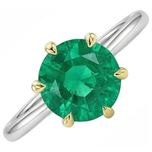 Afbeelding in Gallery-weergave laden, Colombiaanse Smaragd Sieraadsteen Ring 2,50-karaat Bicolor 14K Goud – hoekaanzicht
