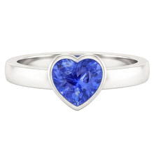 Afbeelding in Gallery-weergave laden, Solitaire Hart Lichtblauwe Saffier Ring Bezel Set 1 Karaat
