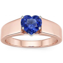 Afbeelding in Gallery-weergave laden, Solitaire Hart Saffier Ring 1,50 karaat tweekleurige gouden dikke schacht
