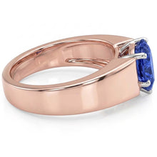 Afbeelding in Gallery-weergave laden, Solitaire Hart Saffier Ring 1,50 karaat tweekleurige gouden dikke schacht
