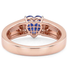Afbeelding in Gallery-weergave laden, Solitaire Hart Saffier Ring 1,50 karaat tweekleurige gouden dikke schacht
