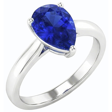 Afbeelding in Gallery-weergave laden, echte pear saffier 2karaat ring zijaanzicht
