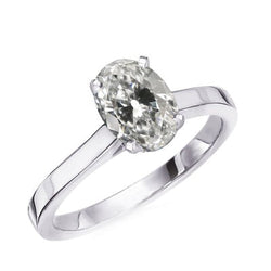 Solitaire Jubileumring Ovaal Oude Mijnwerker Natuurlijke uit de aarde gewonnen Diamant Prong Gezet 4 Karaat