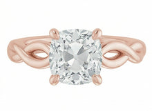 Afbeelding in Gallery-weergave laden, Solitaire Kussen Oud Mijn Geslepen Echte Natuurlijke uit de aarde gewonnen Diamanten Ring Oneindigheid Stijl 3 Karaat
