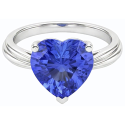 Solitaire Lichtblauwe Saffier Hart Ring 2.50 Karaat Prong Set Sieraden
