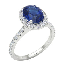 Afbeelding in Gallery-weergave laden, echte round saffier 3.50karaat ring zijaanzicht
