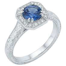 Afbeelding in Gallery-weergave laden, echte round saffier 3.75karaat ring vooraanzicht
