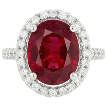 Afbeelding in Gallery-weergave laden, Solitaire Met Accent 7 Ct. Robijn En Diamanten Ring Wit Goud 14K

