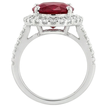 Afbeelding in Gallery-weergave laden, Solitaire Met Accent 7 Ct. Robijn En Diamanten Ring Wit Goud 14K

