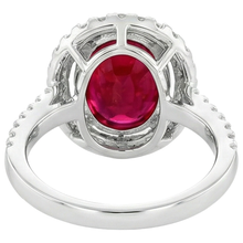 Afbeelding in Gallery-weergave laden, Solitaire Met Accent 7 Ct. Robijn En Diamanten Ring Wit Goud 14K
