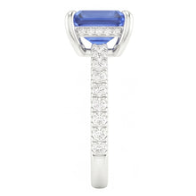 Afbeelding in Gallery-weergave laden, Solitaire Met Accenten Pave Set Ring Blauwe Saffier &amp; Diamanten 3 Karaat
