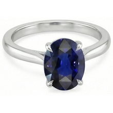 Afbeelding in Gallery-weergave laden, Solitaire Ovaal Geslepen Blauwe Saffier Ring 2 Karaat Wit Goud 14K

