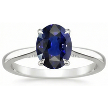 Afbeelding in Gallery-weergave laden, Solitaire Ovaal Geslepen Blauwe Saffier Ring 2 Karaat Wit Goud 14K
