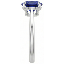 Afbeelding in Gallery-weergave laden, Solitaire Ovaal Geslepen Blauwe Saffier Ring 2 Karaat Wit Goud 14K
