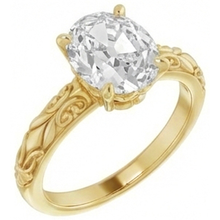 Afbeelding in Gallery-weergave laden, Briljant Antiek Cushion Enkele Steen Ring in 14K Geelgoud – vooraanzicht
