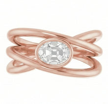 Afbeelding in Gallery-weergave laden, Solitaire Ovale Oude Mijnwerker Natuurlijke uit de aarde gewonnen Diamanten Ring Lunette Gespleten Schacht 2.50 Karaat

