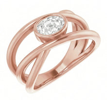 Afbeelding in Gallery-weergave laden, Solitaire Ovale Oude Mijnwerker Natuurlijke uit de aarde gewonnen Diamanten Ring Lunette Gespleten Schacht 2.50 Karaat
