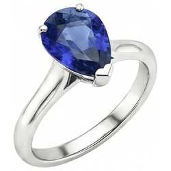 Solitaire Peer Blauwe Saffier Edelsteen Trouwring 2 Karaat