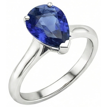 Afbeelding in Gallery-weergave laden, Solitaire Peer Blauwe Saffier Edelsteen Trouwring 2 Karaat
