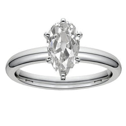 Solitaire Peer Oud Geslepen Echte Natuurlijke uit de aarde gewonnen Diamanten Ring 3.50 Karaat Gouden Sieraden
