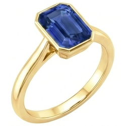 Echte Solitaire Ring Bezel Set Emerald Sri Lankaanse saffier 3 karaat