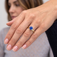 Afbeelding in Gallery-weergave laden, Solitaire Ring Blauwe Saffier 1,25 Karaat Geel Goud 14K Sieraden
