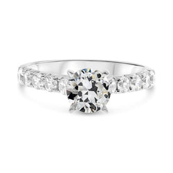Solitaire Ring Met Accenten Rond Oud Geslepen uit de a aarde gewonnen Diamant 6 Karaat