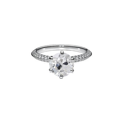 Solitaire Ring Met Accenten oud Geslepen Ronde Echt Diamanten 3,50 Karaat