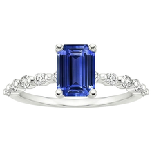 Afbeelding in Gallery-weergave laden, Solitaire Ring Met Zijstenen Blauwe Saffier &amp; Diamant 4 Karaat
