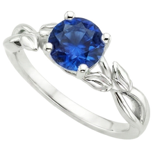 Afbeelding in Gallery-weergave laden, Solitaire Ring Natuurlijke Blauwe Saffier Gespleten Schacht Bladstijl 2 Karaat
