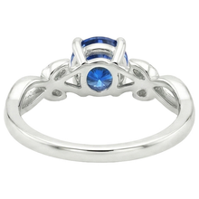Afbeelding in Gallery-weergave laden, Solitaire Ring Natuurlijke Blauwe Saffier Gespleten Schacht Bladstijl 2 Karaat
