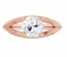 Afbeelding in Gallery-weergave laden, Solitaire Ring Oud Mijn Slijpsel Natuurlijke uit de aarde gewonnen Diamant Pootjes Gespleten Schacht 2 Karaat
