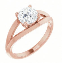 Afbeelding in Gallery-weergave laden, Solitaire Ring Oud Mijn Slijpsel Natuurlijke uit de aarde gewonnen Diamant Pootjes Gespleten Schacht 2 Karaat
