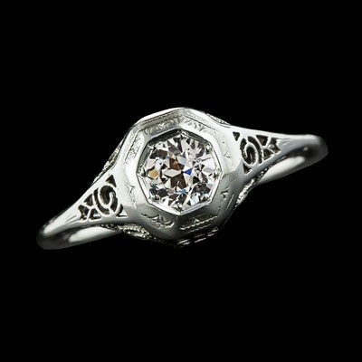 Solitaire Ring Oud Geslepen Ronde Echt Diamanten Antieke Stijl 1,25 Karaat