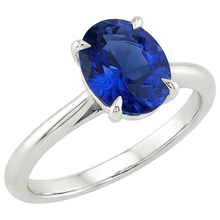 Afbeelding in Gallery-weergave laden, echte oval saffier 2.50karaat ring zijaanzicht
