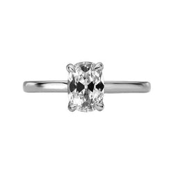 Solitaire Ring Ovaal Old Mine Cut Echt Diamond 4 Prong Set 3 karaat