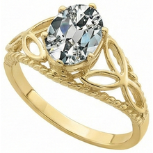 Afbeelding in Gallery-weergave laden, Solitaire Ring Ovaal Oud Geslepen Natuurlijke uit de aarde gewonnen Diamant Trinity Knoop Touw Stijl 3 Karaat
