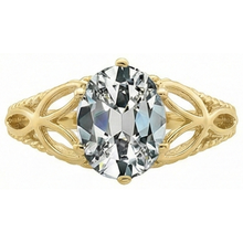 Afbeelding in Gallery-weergave laden, Solitaire Ring Ovaal Oud Geslepen Natuurlijke uit de aarde gewonnen Diamant Trinity Knoop Touw Stijl 3 Karaat
