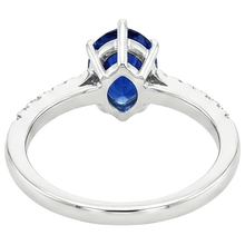 Afbeelding in Gallery-weergave laden, Solitaire Ring Peer Blauwe Saffier Met Accenten Pave Diamanten 5 Karaat

