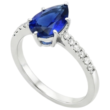 Afbeelding in Gallery-weergave laden, Solitaire Ring Peer Blauwe Saffier Met Accenten Pave Diamanten 5 Karaat
