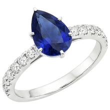Afbeelding in Gallery-weergave laden, Solitaire Ring Peer Blauwe Saffier Pave Set Natuurlijke echte diamanten ( niet in een laboratorium gekweekt ) Accenten 5,25 Karaat
