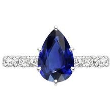 Afbeelding in Gallery-weergave laden, Solitaire Ring Peer Blauwe Saffier Pave Set Natuurlijke echte diamanten ( niet in een laboratorium gekweekt ) Accenten 5,25 Karaat
