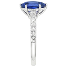 Afbeelding in Gallery-weergave laden, Solitaire Ring Peer Blauwe Saffier Pave Set Natuurlijke echte diamanten ( niet in een laboratorium gekweekt ) Accenten 5,25 Karaat
