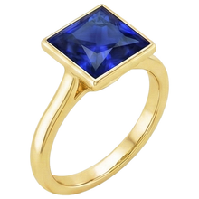 Afbeelding in Gallery-weergave laden, Natuurlijke (niet labgekweekte) Solitaire Ring Princess Kastzetting Blauwe Saffier 5 Karaat Geelgoud
